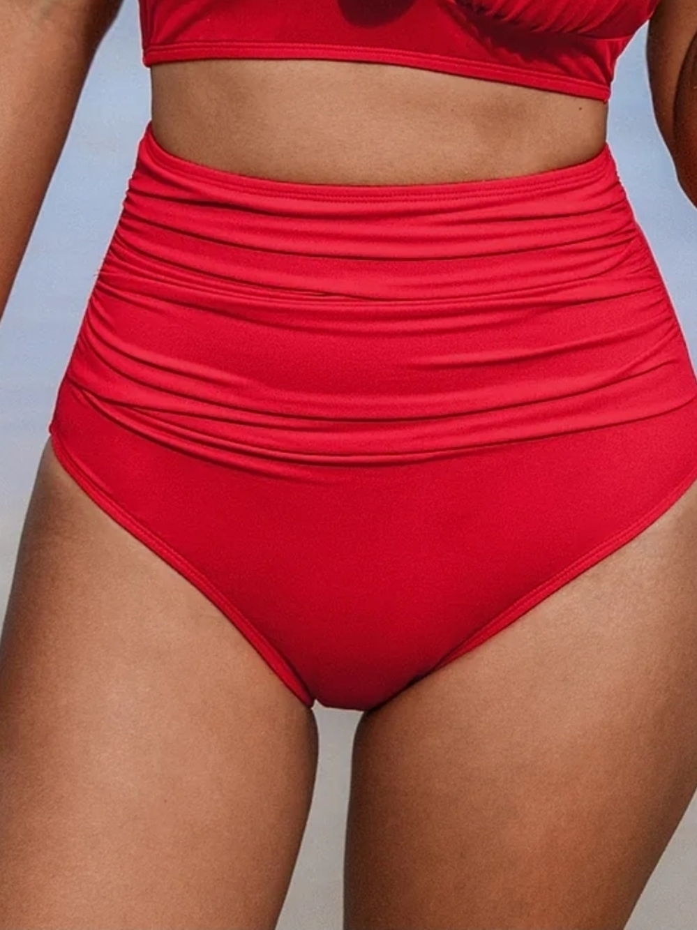 High-Waist Red Bikini Bottoms